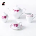 سرویس چینی 17 پارچه چای خوری چینی زرین ایران سری ایتالیا اف مدل رز فلاور درجه عالی
