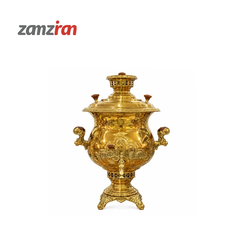 سماور زغالی برادران اکبر 2001 ظرفیت 8 لیتر با پوشش بدنه نیکل-کروم