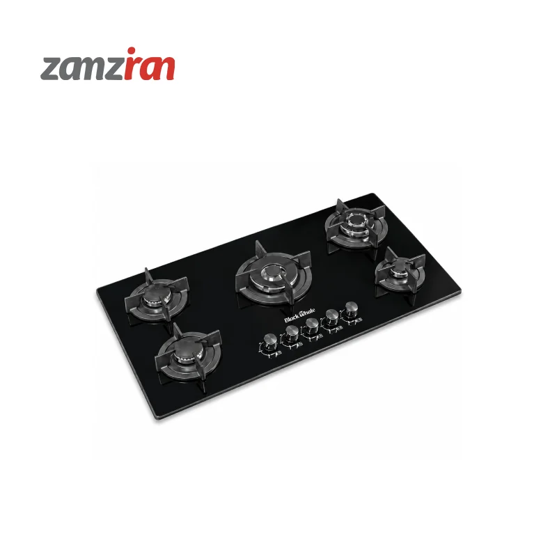 اجاق گاز رومیزی 5 شعله مشکی بلک ویل w-511 مجهز به شبکه های چدنی MIX